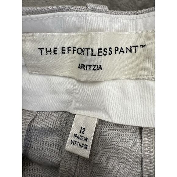 Aritzia The Effortless Linen High-waisted wide-leg linen pants Grey sz 12 - Picture 9 of 14